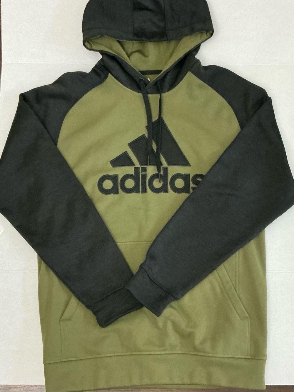 adidas Olive Green and Black Pullover Hoodie with Logo